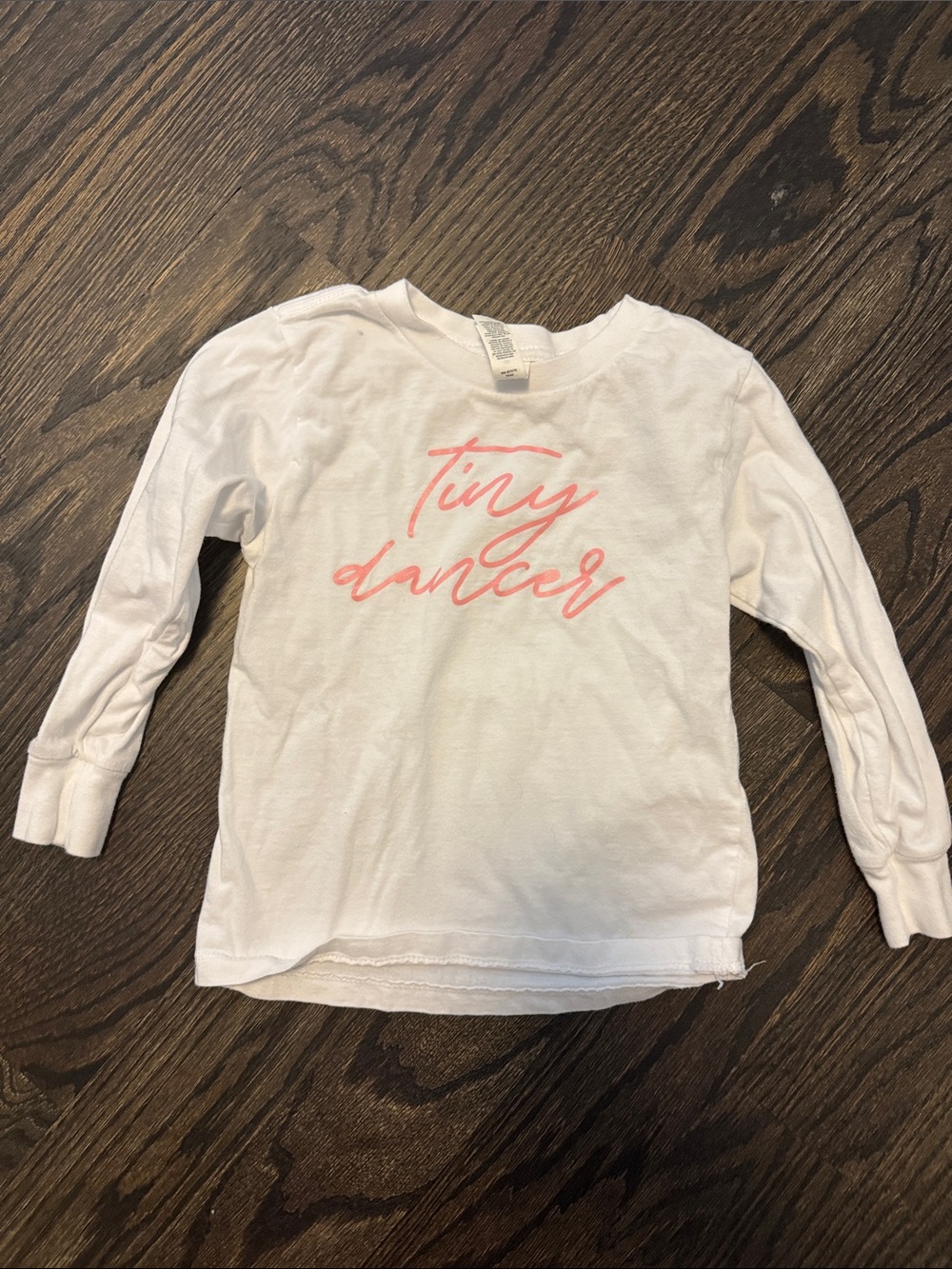 Abella White Long-Sleeve Top with Pink 'Tiny Dancer' Script